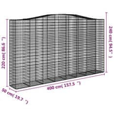 Vidaxl Oblúkový gabionový kôš 4 ks 400x50x220/240cm pozinkované železo