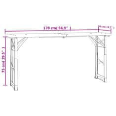 Vidaxl Skladací pivný stôl 170x50x75/105 cm jedľové drevo