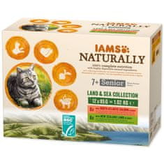 IAMS Kapsičky IAMS Naturally Senior mořské a suchozemské maso v omáčce multipack (12x85g) 1020 g