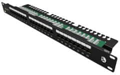 Solarix Patch panel 24x RJ-45 Cat5e UTP s vyväzovacou lištou 1U SX24L-5E-UTP-BK-N