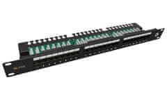 Solarix Patch panel 24x RJ-45 Cat5e UTP s vyväzovacou lištou 1U SX24L-5E-UTP-BK-N