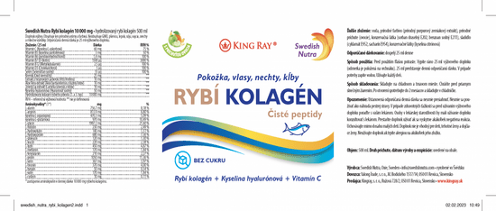 Swedish Nutra Collagen 10 000 Pure Peptide hydrolizovaný rybí kolagén 500 ml Zmes ovocných štiav (prírodné) + Glykozidy Steviolu