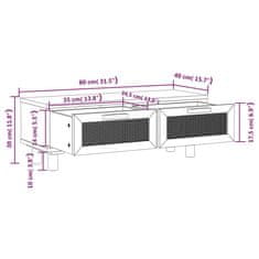 Vidaxl Konferenčný stolík biely 80x40x30 cm spracov. drevo a borovica