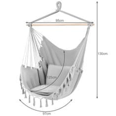 Malatec Brazílske hojdacie kreslo so strapcami - Hamak šedé
