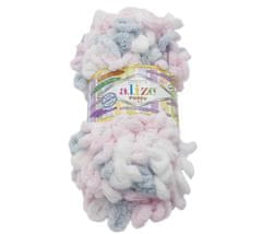 Alize Priadza PUFFY color - 100g / 9 m - biela, šedá, svetlá ružová