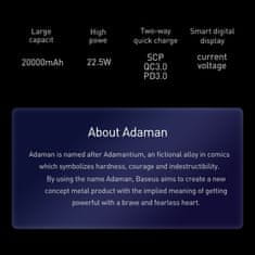 BASEUS Adaman kovová powerbanka s digitálnym displejom QC 20000mAh 22.5W PPAD070101, čierna