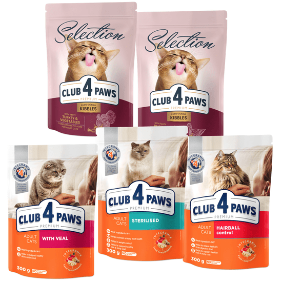 Club4Paws Premium Degustačný SET pre mačky (5 x 300g) 1,5 kg