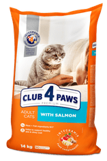 Club4Paws Premium s lososem pre dospelé mačky 14kg + 1x set Club4Paws s kuracim mäsom a lososom 340g