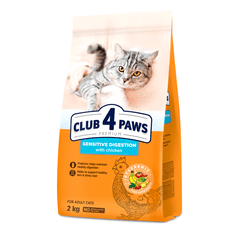 Club 4 Paws citlive travenie pre dospelé mačky 2 kg + kapsičky pre mačky My love set s kuracim mäsom 4x100g