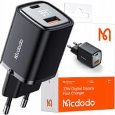 Mcdodo Nabíjačka USB/USB-C, Nano, s displejom, Gan 33W Pd, Mcdodo | CH-1701