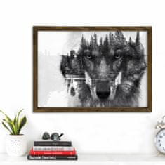 Wallity Nástenný obraz Wolf 50x70 cm čiernobiely