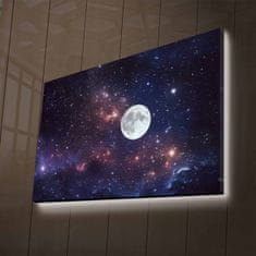 Wallity Obraz s LED osvetlením FAREBNÉ NEBA S MESIACOM 45 x 70 cm