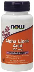 NOW Foods Alpha Lipoic Acid, Kyselina Alfa Lipoová s vitamínom C & E, 100 mg, 60 rastlinných kapsúl