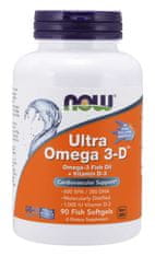 NOW Foods Ultra omega-3 s vitamínom D, 300 DHA / 600 EPA, 90 softgelových kapsúl