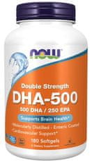 NOW Foods DHA-500, 500 DHA/250 EPA, Omega 3, 180 softgelových kapsúl