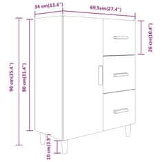 Vidaxl Komoda biela 69,5x34x90 cm kompozitné drevo