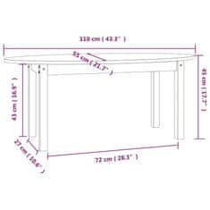 Vidaxl Konferenčný stolík sivý 110x55x45 cm borovicový masív