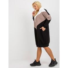 RELEVANCE Dámske šaty plus size s kapucňou BASIC ecru čierne RV-SK-8420.17_394408 Univerzálne