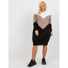 RELEVANCE Dámske šaty plus size s kapucňou BASIC ecru čierne RV-SK-8420.17_394408 Univerzálne