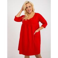 RELEVANCE Dámske šaty plus size s vreckami BASIC červené RV-SK-8529.37P_395387 Univerzálne