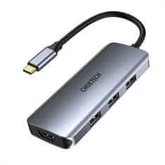 shumee Multifunkčný USB HUB typ C - 3xUSB čítačka kariet SD a TF HDMI 4K 7v1 šedá