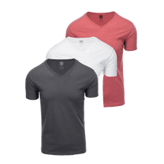 OMBRE Súprava bavlnených tričiek V-NECK 3-pack V14 Z29 mix MDN121502 M