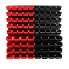 botle Závesný panel na náradie 77 x 78 cm s 90 ks. Krabic nástenné Červené a Čierne Boxy plastová