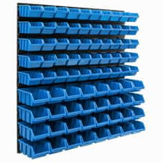 botle Nástenný panel na náradie 77 x 78 cm s 82 ks. Krabic zavesené Modré Boxy Skladovací systém