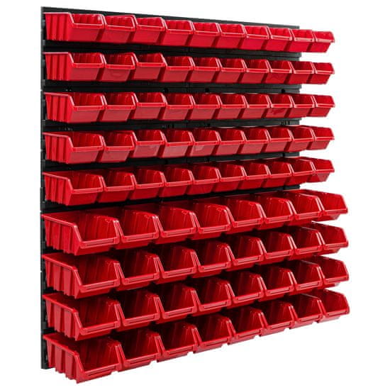 botle Úložný systém nástenný panel 77 x 78 cm s 82 ks. Krabic zavesené Červené Boxy Skladovací systém