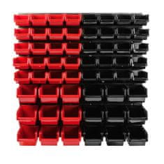 botle Závesný panel na náradie 77 x 78 cm s 58 ks. Krabic nástenné Červené a Čierne Boxy plastová