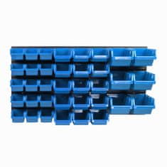 botle Nástenný panel na náradie 77 x 39 cm s 36 ks. Krabic zavesené Modré Boxy Skladovací systém