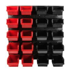 botle Závesný panel na náradie 77 x 78 cm s 20 ks. Krabic nástenné Červené a Čierne Boxy plastová