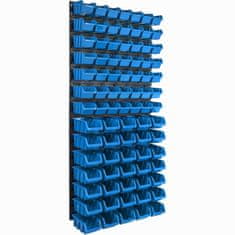 botle Nástenný panel na náradie 58 x 117 cm s 81 ks. Krabic zavesené Modré Boxy Skladovací systém