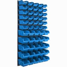 botle Nástenný panel na náradie 58 x 117 cm s 55 ks. Krabic zavesené Modré Boxy Skladovací systém