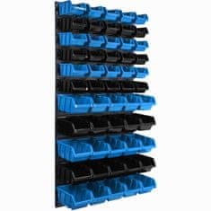 botle Nástenný panel na náradie 58 x 117 cm s 55 ks. Krabic zavesené Modré a Čierne Boxy plastová