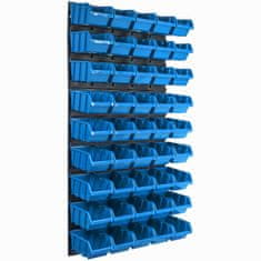 botle Nástenný panel na náradie 58 x 117 cm s 45 ks. Krabic zavesené Modré Boxy Skladovací systém