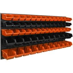 botle Úložný systém nástenný panel 173 x 78 cm s 64 ks. Krabic zavesené Oranžové a Čierne Boxy plastová XL