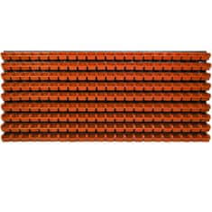 botle Úložný systém nástenný panel 173 x 78 cm s 198 ks. Krabic zavesené Oranžové Skladovací systém XL