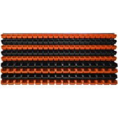 botle Závesný panel na náradie 173 x 78 cm s 178 ks. Krabic zavesené Oranžové a Čierne Boxy plastová XL