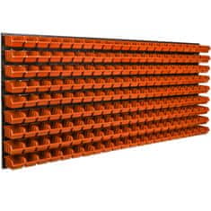 botle Úložný systém nástenný panel 173 x 78 cm s 198 ks. Krabic zavesené Oranžové Skladovací systém XL