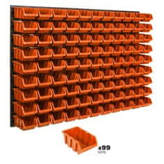 botle Nástenný panel na náradie 115 x 78 cm s 99 ks. Krabic zavesené Oranžové Boxy Skladovací systém