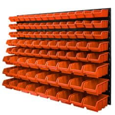 botle Závesný panel na náradie 115 x 78 cm s 91 ks. Krabic nástenné Oranžové Boxy Skladovací systém
