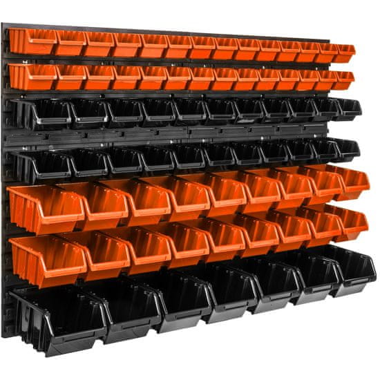 botle Nástenný panel na náradie 115 x 78 cm s 75 ks. Krabic zavesené Oranžové a Čierne Skladovací systém