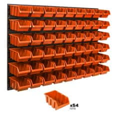 botle Nástenný panel na náradie 115 x 78 cm s 54 ks. Krabic zavesené Oranžové Boxy Skladovací systém