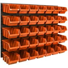 botle Nástenný panel na náradie 115 x 78 cm s 35 ks. Krabic zavesené Oranžové Boxy Skladovací systém