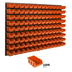 botle Nástenný panel na náradie 115 x 78 cm s 126 ks. Krabic zavesené Oranžové Boxy Skladovací systém
