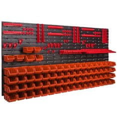 botle Sada panelov s držiakmi nástrojov 173 x 78 cm s 74 ks. Krabic zavesené Oranžové Boxy plastová XL