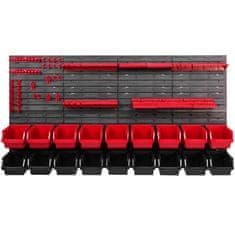 botle Závesný panel na náradie 156 x 78 cm s 18 ks. Krabic zavesené Červené a Čierne Boxy plastová