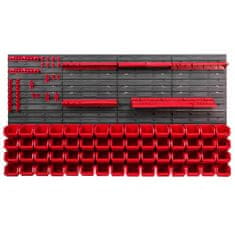 botle Závesný panel na náradie 156 x 78 cm s 60 ks. Krabic zavesené Červené Boxy plastová