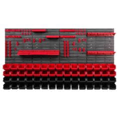 botle Nástenný panel na náradie 156 x 78 cm s 60 ks. Krabic zavesené Červené a Čierne Boxy plastová